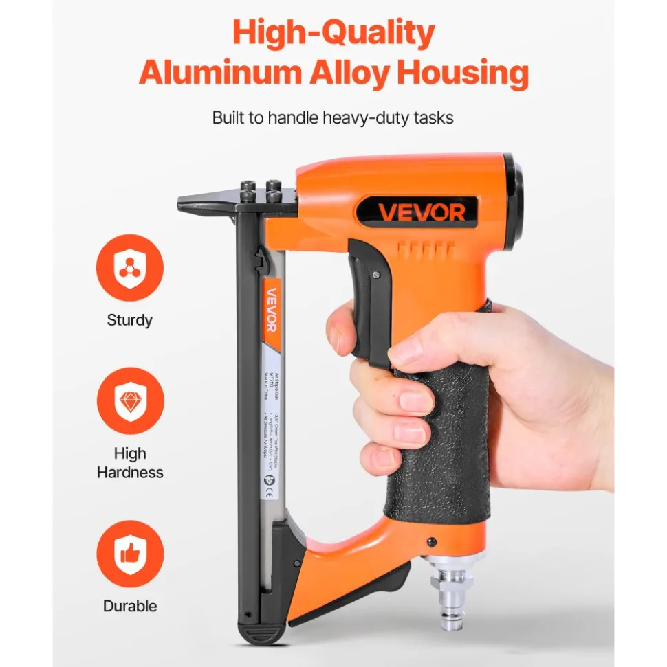 VEVOR Pneumatic Staple Gun, 22 Gauge Air Upholstery Stapler for 71 Series Fine Wire Staples 3/8" Crown 1/4"-5/8" Length, Max 180PCS Loading Air Staple Gun for Upholstering, Woodworking, DIY Projects