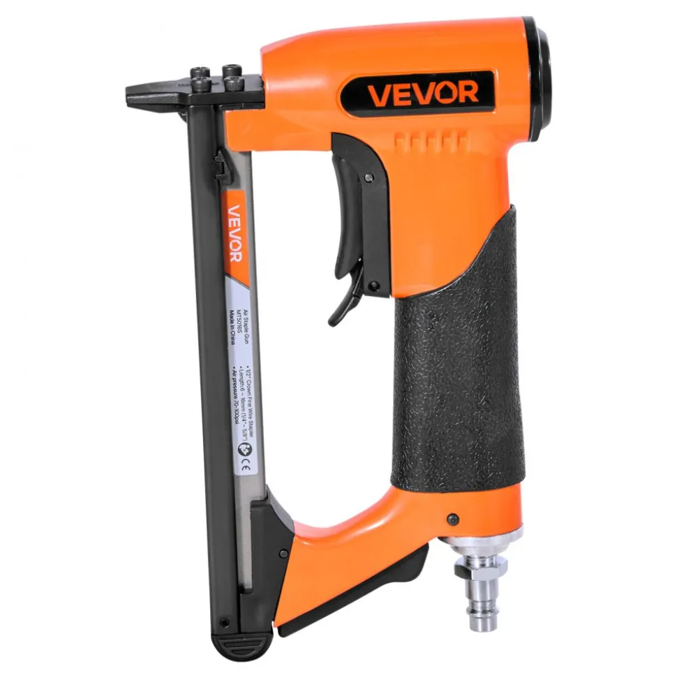 VEVOR Pneumatic Staple Gun, 22 Gauge Long-Nose Upholstery Stapler for 71 Series Fine Wire Staples 3/8-inch Crown 1/4"-5/8" Length, Max 180PCS Loading Air Staple Gun for Upholstering, Woodworking, DIY