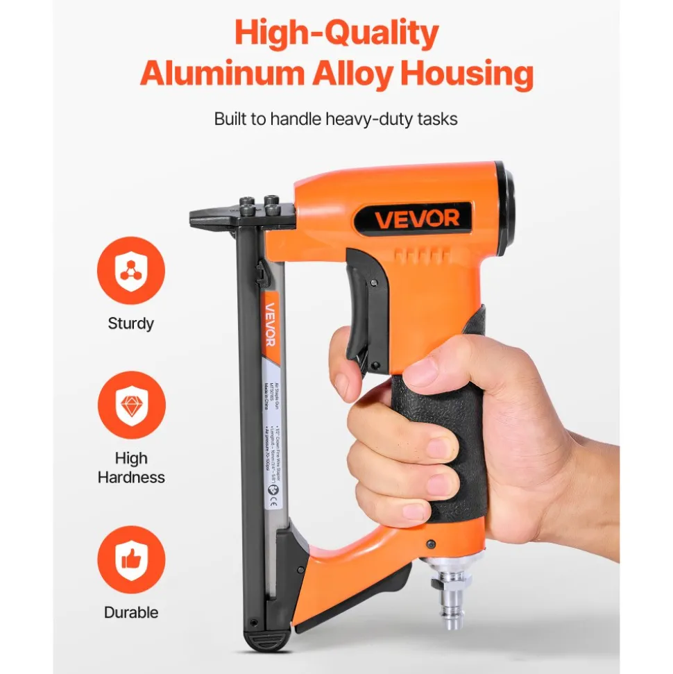 VEVOR Pneumatic Staple Gun, 22 Gauge Long-Nose Upholstery Stapler for 71 Series Fine Wire Staples 3/8-inch Crown 1/4"-5/8" Length, Max 180PCS Loading Air Staple Gun for Upholstering, Woodworking, DIY