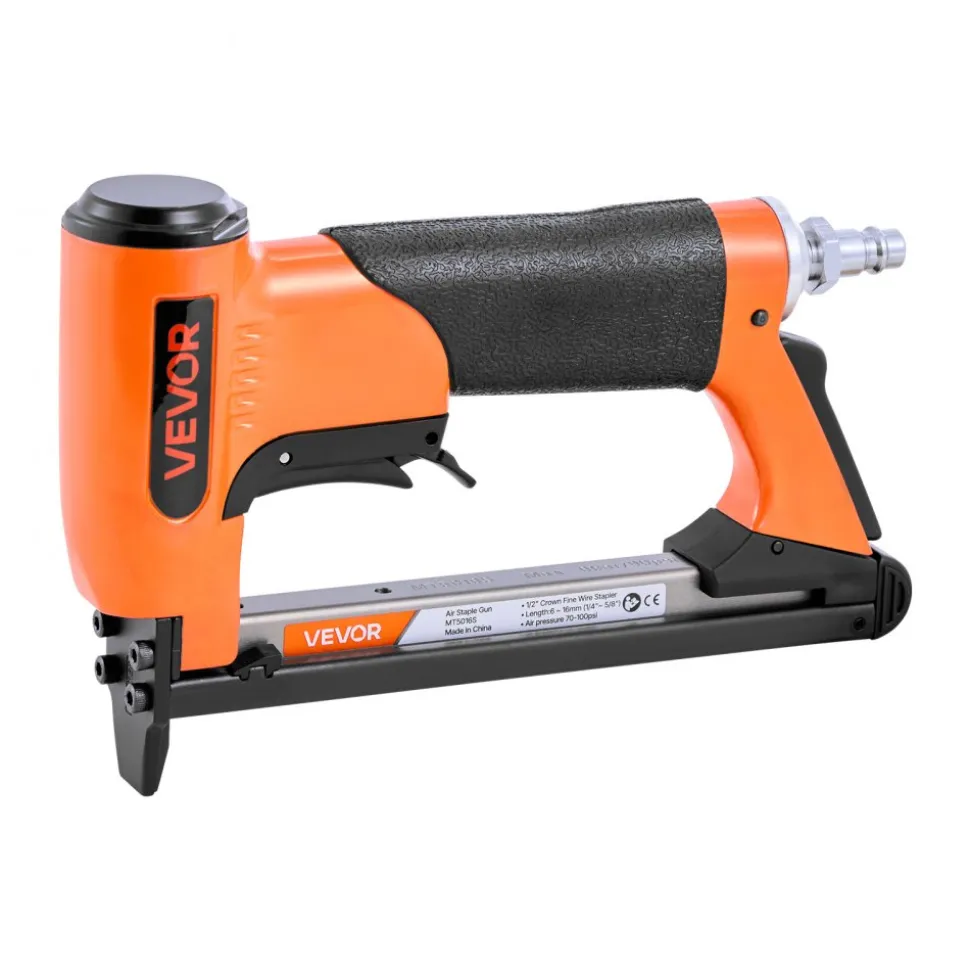 VEVOR Pneumatic Staple Gun, 22 Gauge Long-Nose Upholstery Stapler for 71 Series Fine Wire Staples 3/8-inch Crown 1/4"-5/8" Length, Max 180PCS Loading Air Staple Gun for Upholstering, Woodworking, DIY