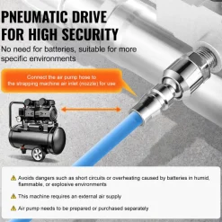 VEVOR Pneumatic Strapping Tool, for 3/4"-1" Width PET Plastic Belt, Packaging Strapping Machine, Handheld Baler, Automatic Packaging Machine with 4000N Max Tension, Portable Banding Strapping Kit