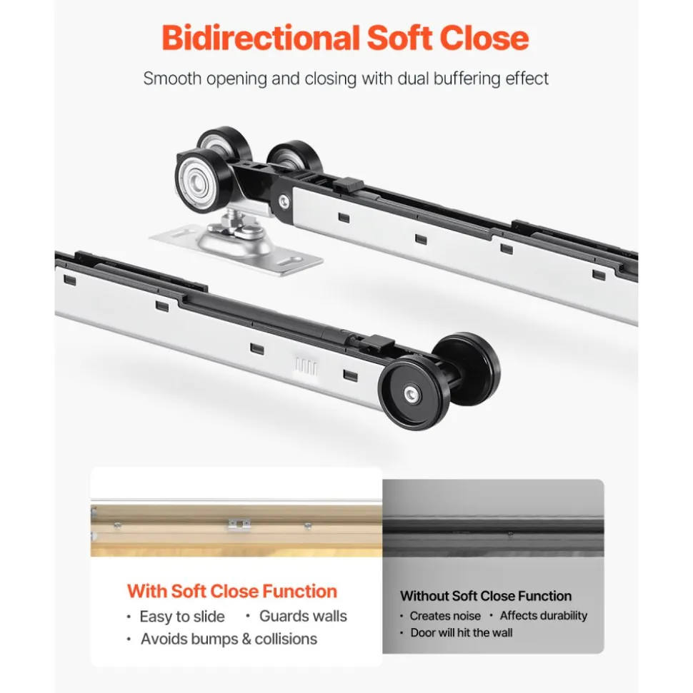 VEVOR Pocket Door Frame Kit, for 24-30 in Wide 80 in High Door, Pocket Door Kit with Two-Way Soft Close Mechanism, Slide Smoothly Quietly, Easy to Install, Wood and Galvanized Steel, for Living Room