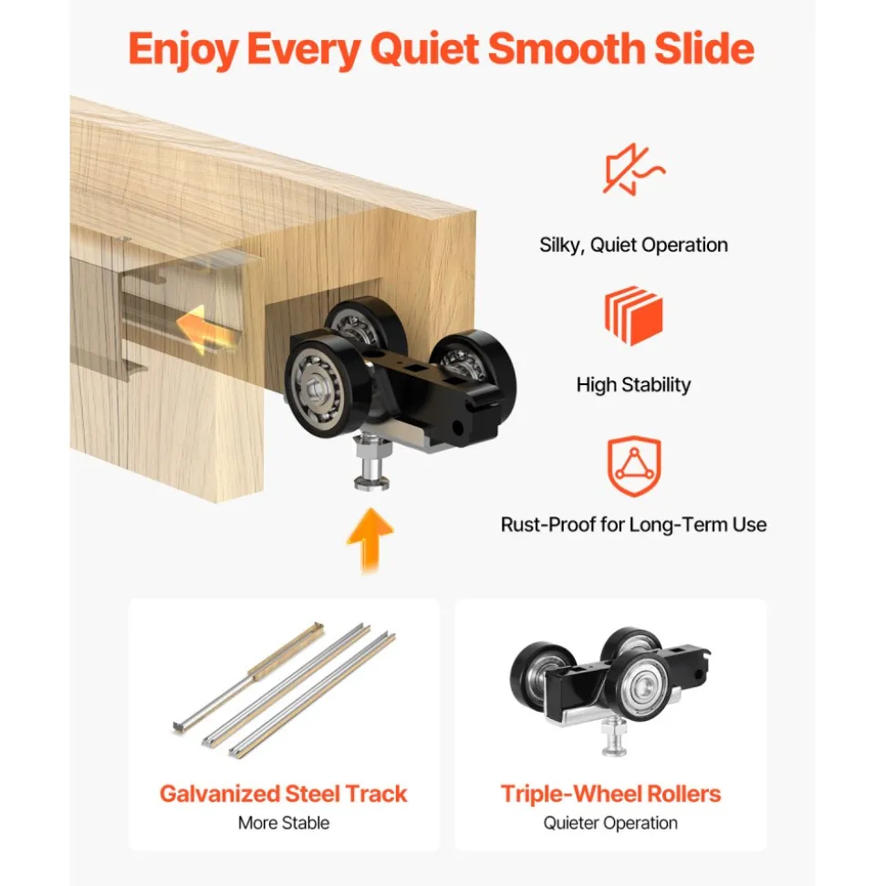 VEVOR Pocket Door Frame Kit, for 24-30 in Wide 80 in High Door, Pocket Door Kit with Two-Way Soft Close Mechanism, Slide Smoothly Quietly, Easy to Install, Wood and Galvanized Steel, for Living Room