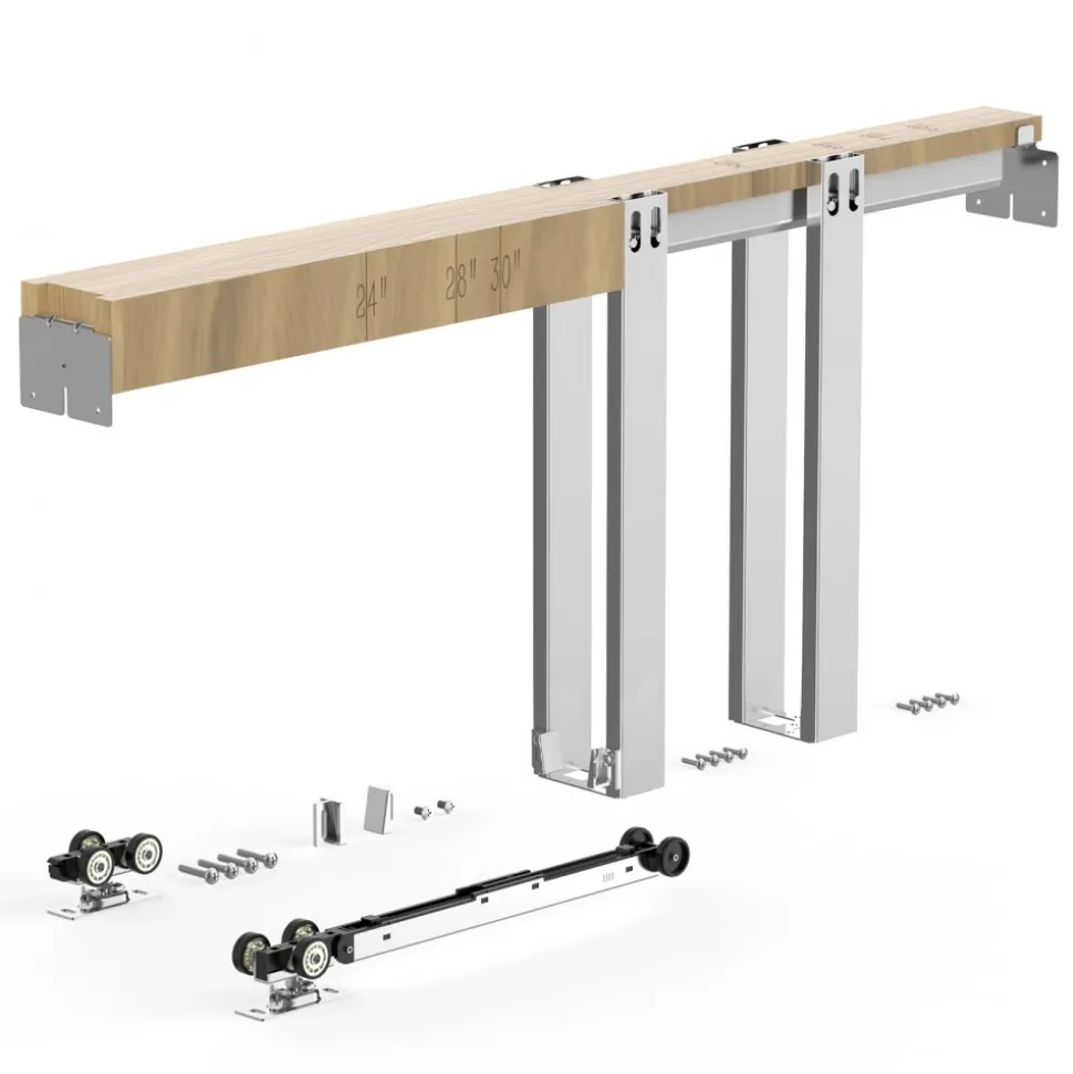 VEVOR Pocket Door Frame Kit, for 24-30 in Wide 80 in High Door, Pocket Door Kit with Two-Way Soft Close Mechanism, Slide Smoothly Quietly, Easy to Install, Premium Galvanized Steel, for Living Room