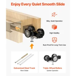 VEVOR Pocket Door Frame Kit, for 24-36 in Wide 80 in High Door, Pocket Door Kit with Two-Way Soft Close Mechanism, Slide Smoothly Quietly, Easy to Install, Premium Galvanized Steel, for Living Room