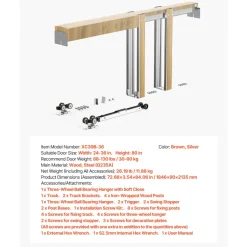 VEVOR Pocket Door Frame Kit, for 24-32 in Wide 80 in High Door, Pocket Door Kit with Two-Way Soft Close Mechanism, Slide Smoothly Quietly, Easy to Install, Premium Galvanized Steel, for Living Room