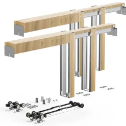 VEVOR Pocket Door Frame Kit, for 48-72 in Wide 80 in High Door, Pocket Door Kit with Two-Way Soft Close Mechanism, Slide Smoothly Quietly, Easy to Install, Wood and Galvanized Steel, for Living Room