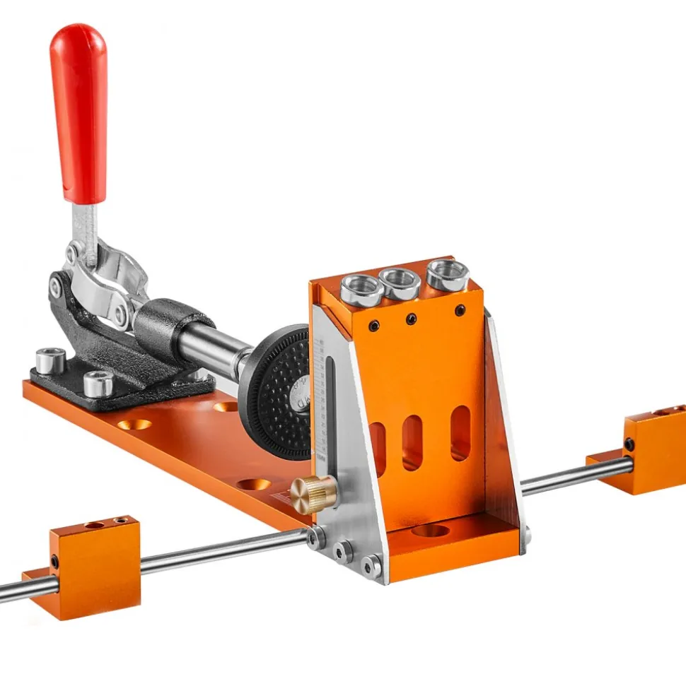 VEVOR Pocket Hole Jig Kit, 34 Pcs Pocket Hole Jig System with 11" C-clamp, Fixture, Step Drills, Wrenches, Drill Stop Rings, Square Drive Bits, Toolbox, Adjustable, for DIY Carpentry Projects