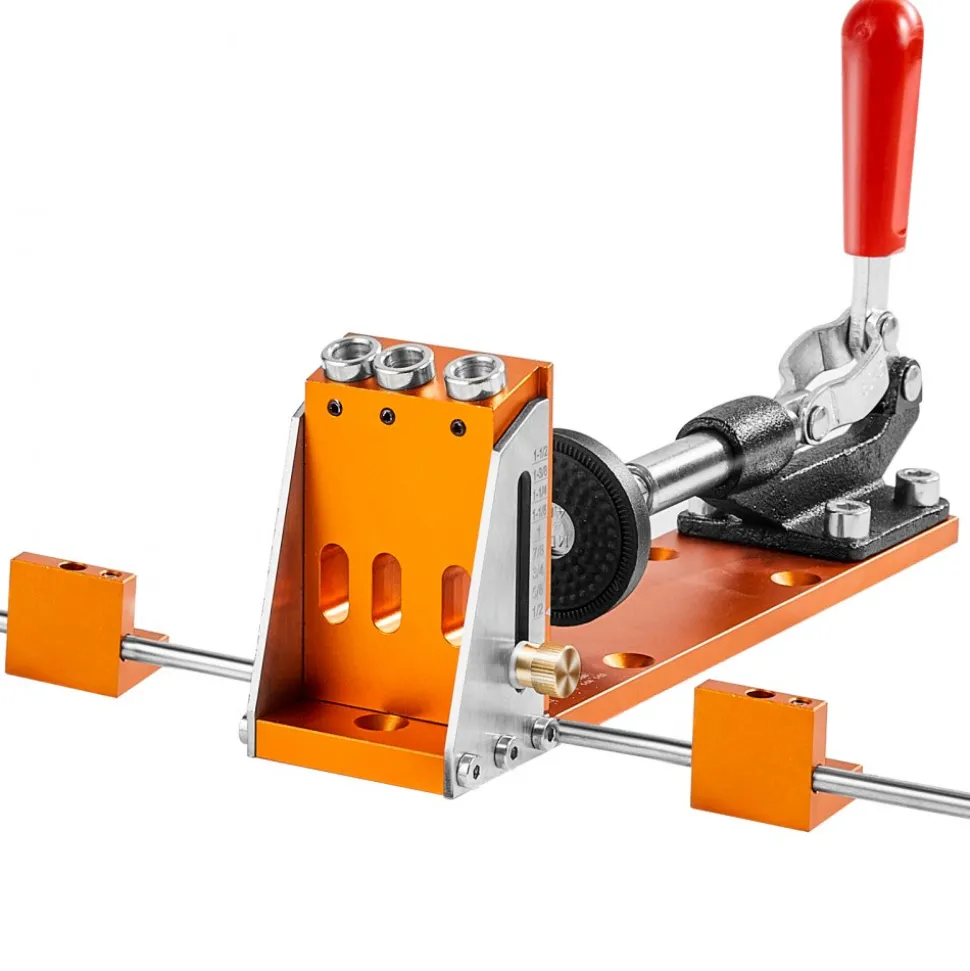VEVOR Pocket Hole Jig Kit, 34 Pcs Pocket Hole Jig System with 11" C-clamp, Fixture, Step Drills, Wrenches, Drill Stop Rings, Square Drive Bits, Toolbox, Adjustable, for DIY Carpentry Projects