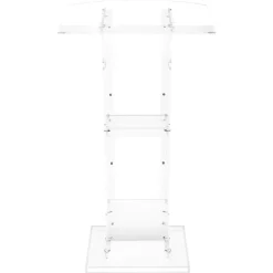 VEVOR Podium Stand, 43-Inch Acrylic Lectern, Portable Laptop Desk with Wide Reading Surface and Storage Shelf, Book Stopper, Floor-Standing, for Classroom, Wedding, Conference, Lecture and Concert
