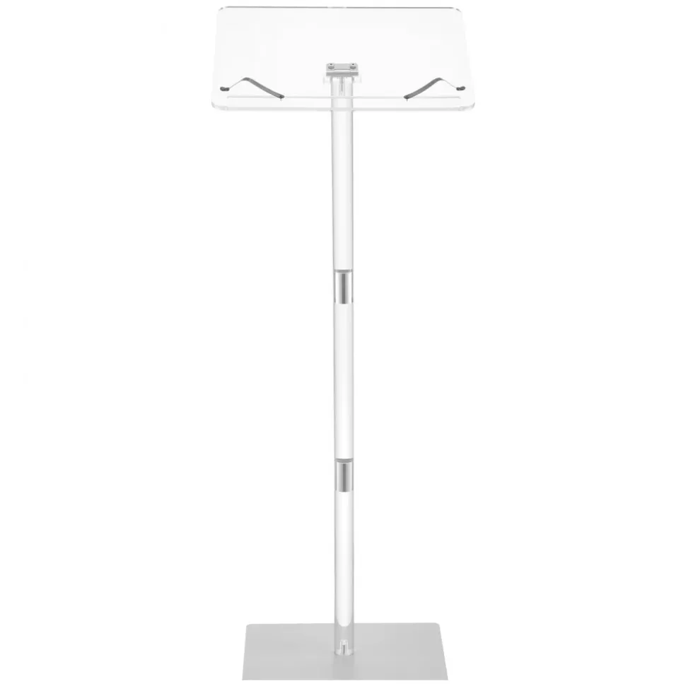 VEVOR Podium Stand, 43-Inch Acrylic Lectern, Portable Laptop Desk with Wide Reading Surface, Book Clips, Adjustable Angle, Floor-Standing, for Classroom, Wedding, Conference, Lecture and Concert