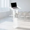 VEVOR Podium Stand, 50-Inch Acrylic Lectern, Portable Laptop Desk with Wide Reading Surface and Storage Shelf, Book Stopper, Floor-Standing, for Classroom, Wedding, Conference, Lecture and Concert