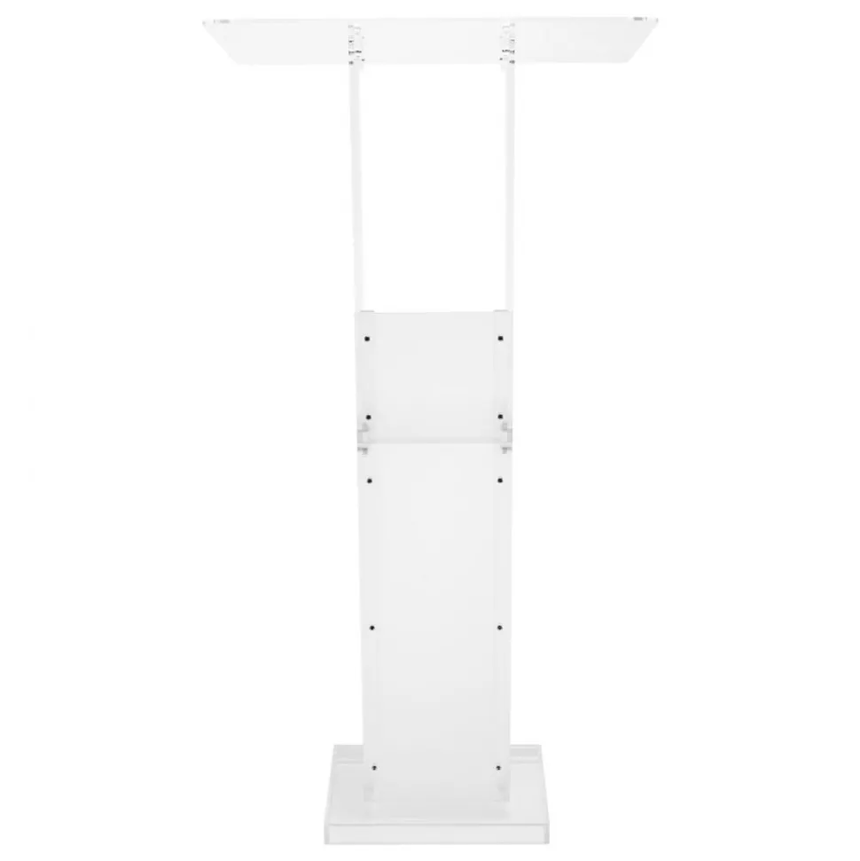 VEVOR Podium Stand, 50-Inch Acrylic Lectern, Portable Laptop Desk with Wide Reading Surface and Storage Shelf, Book Stopper, Floor-Standing, for Classroom, Wedding, Conference, Lecture and Concert