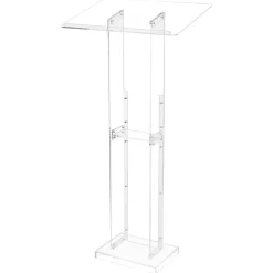 VEVOR Podium Stand, 50-Inch Acrylic Lectern, Portable Laptop Desk with Wide Reading Surface and Storage Shelf, Book Stopper, Floor-Standing, for Classroom, Wedding, Conference, Lecture and Concert