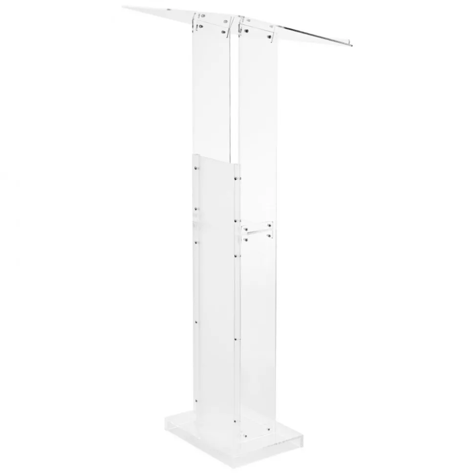 VEVOR Podium Stand, 50-Inch Acrylic Lectern, Portable Laptop Desk with Wide Reading Surface and Storage Shelf, Book Stopper, Floor-Standing, for Classroom, Wedding, Conference, Lecture and Concert