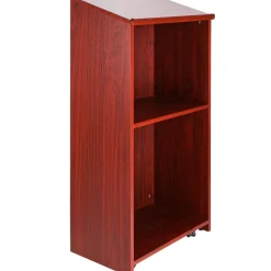 VEVOR Podium Stand, 47 inch Hostess Stand with 4 Rolling Wheels, Wood Podium with Storage Shelves and Slant Desktop, Lecterns & Podiums for Home, Office, School, Church, Brown
