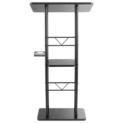 VEVOR Podium Stand, 47-Inch Metal Lectern, Curved Standing Podium with Wide Reading Surface, Open Storage Compartment, Book Stopper, Cup Holder, for Classroom, Wedding, Conference, Speech, and Concert