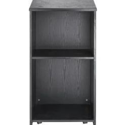 VEVOR Podium Stand, 47 in Hostess Stand with 4 Rolling Wheels, Wood Podium with Storage Shelves, and Slant Desktop, Lecterns & Podiums for Church, Office, School, Home, Black