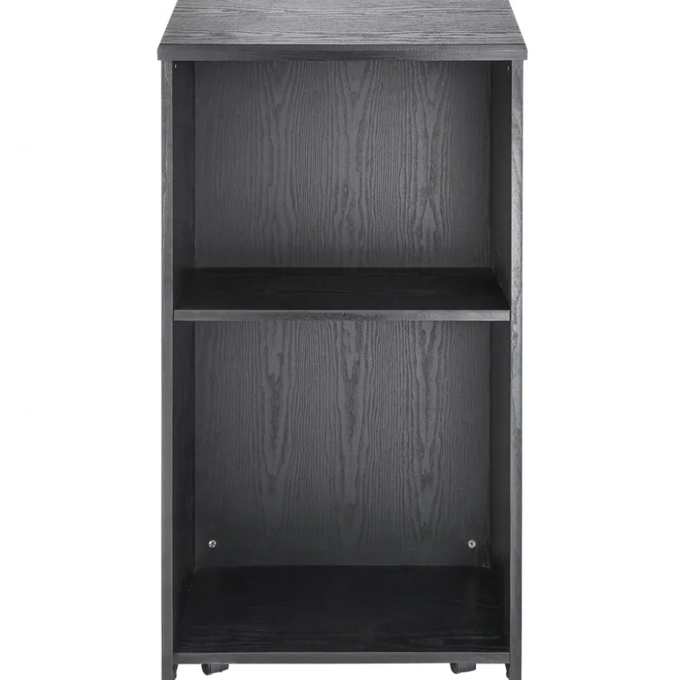 VEVOR Podium Stand, 47 in Hostess Stand with 4 Rolling Wheels, Wood Podium with Storage Shelves, and Slant Desktop, Lecterns & Podiums for Church, Office, School, Home, Black