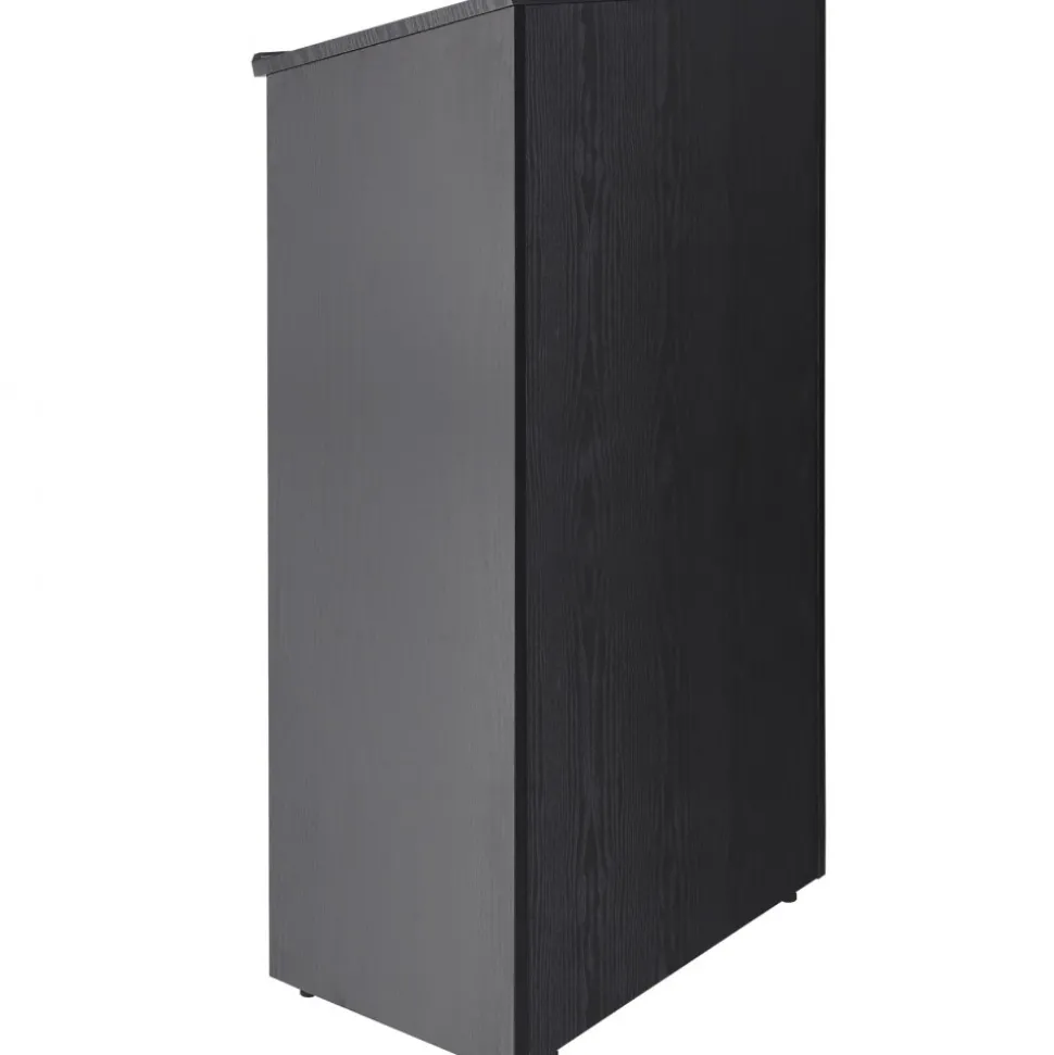 VEVOR Podium Stand, 47 in Hostess Stand with 4 Rolling Wheels, Wood Podium with Storage Shelves, and Slant Desktop, Lecterns & Podiums for Church, Office, School, Home, Black