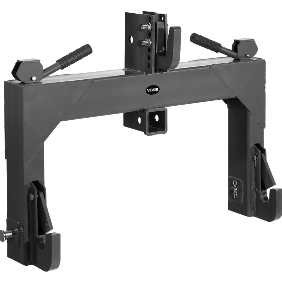 VEVOR 3-Point Quick Hitch with 2 in Receiver, 3000 Lbs Lift Capacity, 3-Pt Hitch with 5 Level Adjustable Bolt, Adaptation to Category 1 & 2 Tractor, Heavy Duty 3 Point Attachments, Black