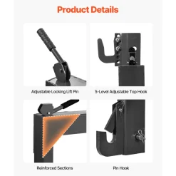 VEVOR 3-Point Quick Hitch with 2 in Receiver, 3000 Lbs Lift Capacity, 3-Pt Hitch with 5 Level Adjustable Bolt, Adaptation to Category 1 & 2 Tractor, Heavy Duty 3 Point Attachments, Black