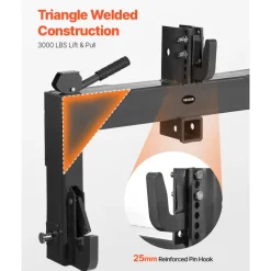 VEVOR 3-Point Quick Hitch with 2 in Receiver, 3000 Lbs Lift Capacity, 3-Pt Hitch with 5 Level Adjustable Bolt, Adaptation to Category 1 & 2 Tractor, Heavy Duty 3 Point Attachments, Black