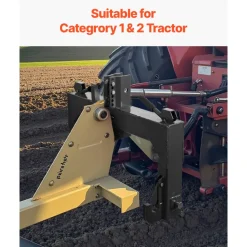 VEVOR 3-Point Quick Hitch with 2 in Receiver, 3000 Lbs Lift Capacity, 3-Pt Hitch with 5 Level Adjustable Bolt, Adaptation to Category 1 & 2 Tractor, Heavy Duty 3 Point Attachments, Black