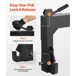 VEVOR 3-Point Quick Hitch with 2 in Receiver, 3000 Lbs Lift Capacity, 3-Pt Hitch with 5 Level Adjustable Bolt, Adaptation to Category 1 & 2 Tractor, Heavy Duty 3 Point Attachments, Black