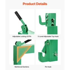 VEVOR 3-Point Quick Hitch with 2 in Receiver, 3000 Lbs Lift Capacity, 3-Pt Hitch with 5 Level Adjustable Bolt, Adaptation to Category 1 & 2 Tractor, Heavy Duty 3 Point Attachments, Green