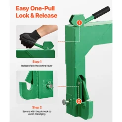 VEVOR 3-Point Quick Hitch with 2 in Receiver, 3000 Lbs Lift Capacity, 3-Pt Hitch with 5 Level Adjustable Bolt, Adaptation to Category 1 & 2 Tractor, Heavy Duty 3 Point Attachments, Green