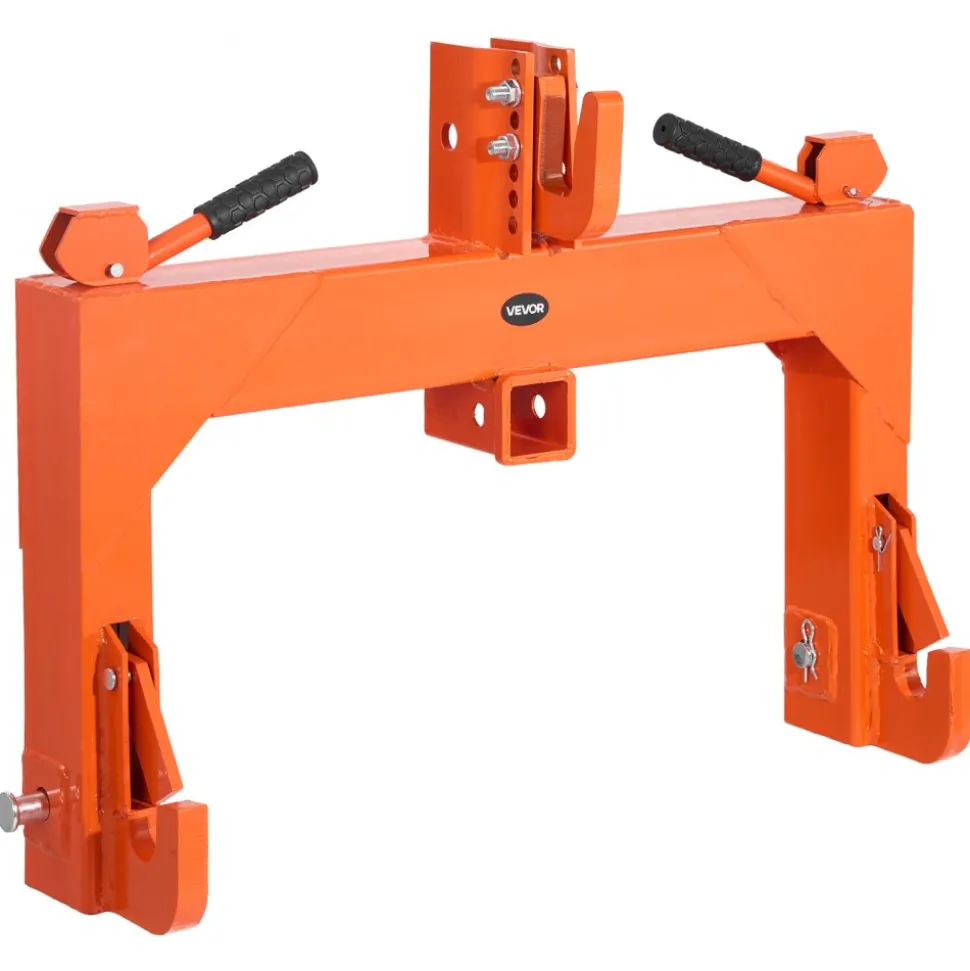 VEVOR 3-Point Quick Hitch with 2 in Receiver, 3000 Lbs Lift Capacity, 3-Pt Hitch with 5 Level Adjustable Bolt, Adaptation to Category 1 & 2 Tractor, Heavy Duty 3 Point Attachments, Orange