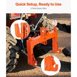 VEVOR 3-Point Quick Hitch with 2 in Receiver, 3000 Lbs Lift Capacity, 3-Pt Hitch with 5 Level Adjustable Bolt, Adaptation to Category 1 & 2 Tractor, Heavy Duty 3 Point Attachments, Orange
