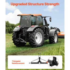 VEVOR 3 Point Trailer Hitch with 2 in Receiver, 3pt Quick Hitch Attachment for Category 1 Tractor, 3000lbs Capacity, Tow Drawbar Adapter, Compatible with Kubota, Mahindra, Ford, Yanmar, John Deere