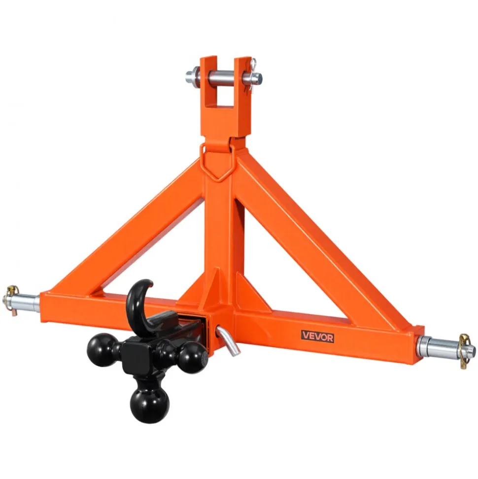 VEVOR 3 Point Trailer Hitch with 2" Receiver, 3 Pt Quick Hitch Attachment with 3 Trailer Balls, Tractor Tow Drawbar Adapter for Category 1, Kubota, Mahindra, Ford, Yanmar, John Deere, Massey Ferguson