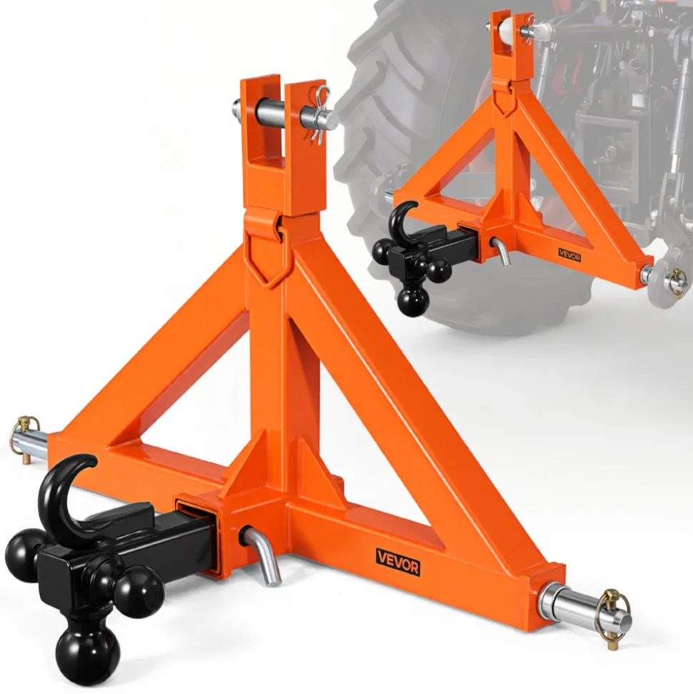 VEVOR 3 Point Trailer Hitch with 2" Receiver, 3 Pt Quick Hitch Attachment with 3 Trailer Balls, Tractor Tow Drawbar Adapter for Category 1, Kubota, Mahindra, Ford, Yanmar, John Deere, Massey Ferguson