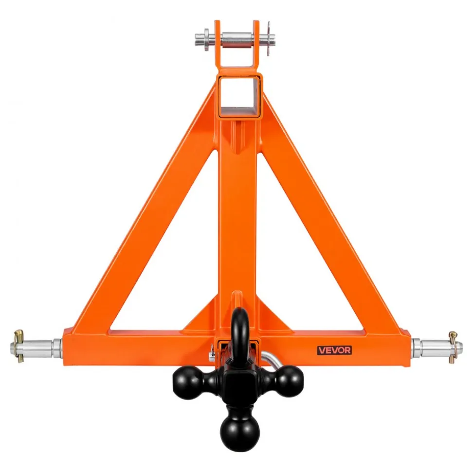 VEVOR 3 Point Trailer Hitch with 2" Receiver, 3 Pt Quick Hitch with 3 Trailer Balls, Tractor Tow Drawbar Adapter for Category 1, Kubota, Mahindra, Ford, Yanmar, John Deere, Massey Ferguson, Orange