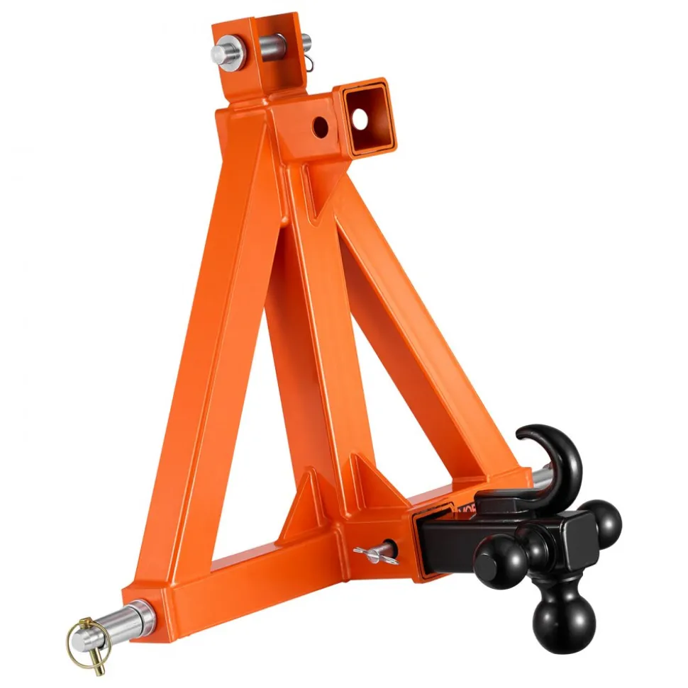 VEVOR 3 Point Trailer Hitch with 2" Receiver, 3 Pt Quick Hitch with 3 Trailer Balls, Tractor Tow Drawbar Adapter for Category 1, Kubota, Mahindra, Ford, Yanmar, John Deere, Massey Ferguson, Orange
