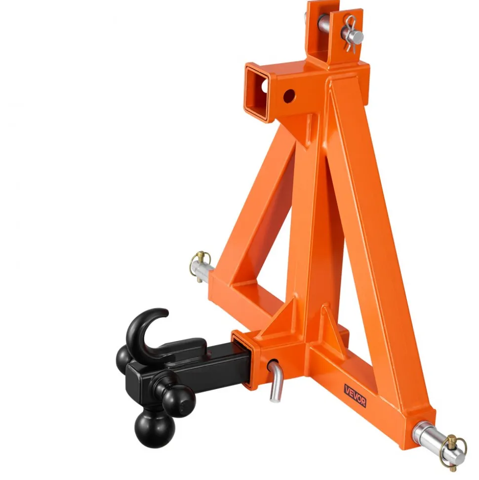 VEVOR 3 Point Trailer Hitch with 2" Receiver, 3 Pt Quick Hitch with 3 Trailer Balls, Tractor Tow Drawbar Adapter for Category 1, Kubota, Mahindra, Ford, Yanmar, John Deere, Massey Ferguson, Orange