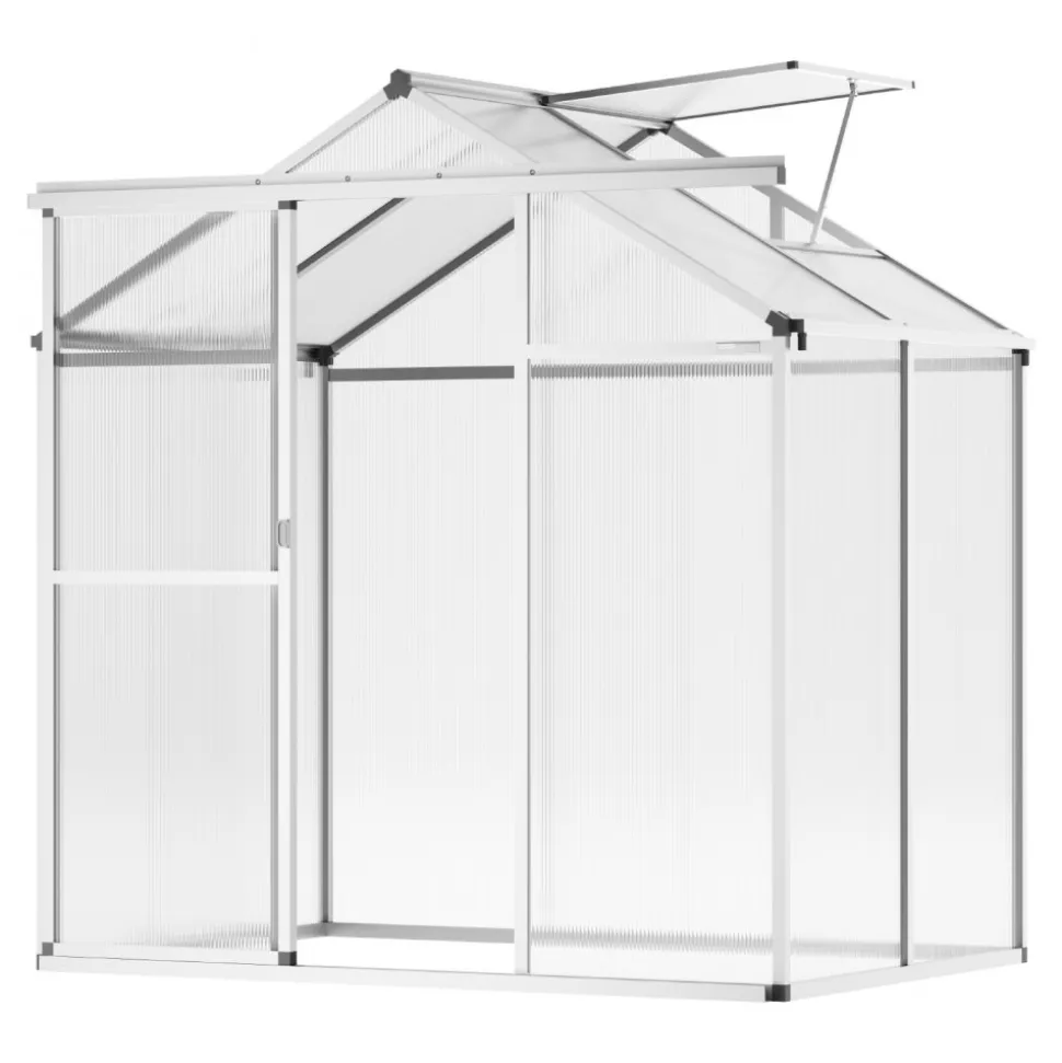 VEVOR Polycarbonate Greenhouse, 6 x 4 Ft, Outdoor Greenhouse with Adjustable Vent Windows, Pavilion Styled Greenhouse with Sliding Door, Aluminum Large Walk-in Greenhouse Kit for Garden Backyard