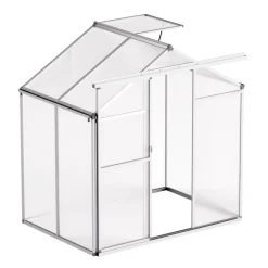 VEVOR Polycarbonate Greenhouse, 6 x 4 Ft, Outdoor Greenhouse with Adjustable Vent Windows, Pavilion Styled Greenhouse with Sliding Door, Aluminum Large Walk-in Greenhouse Kit for Garden Backyard