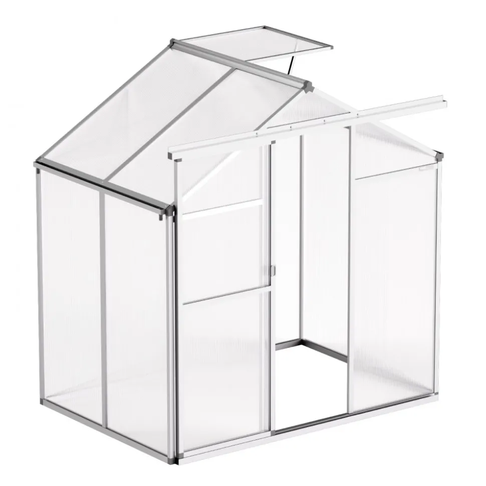 VEVOR Polycarbonate Greenhouse, 6 x 4 Ft, Outdoor Greenhouse with Adjustable Vent Windows, Pavilion Styled Greenhouse with Sliding Door, Aluminum Large Walk-in Greenhouse Kit for Garden Backyard