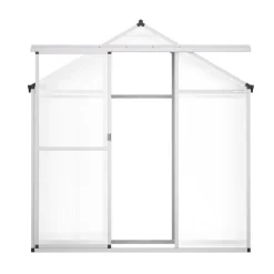VEVOR Polycarbonate Greenhouse, 6 x 4 Ft, Outdoor Greenhouse with Adjustable Vent Windows, Pavilion Styled Greenhouse with Sliding Door, Aluminum Large Walk-in Greenhouse Kit for Garden Backyard