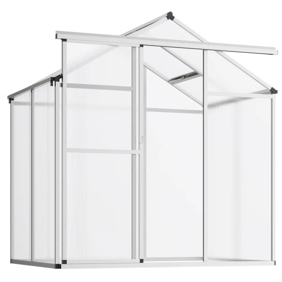 VEVOR Polycarbonate Greenhouse, 6 x 4 Ft, Outdoor Greenhouse with Adjustable Vent Windows, Pavilion Styled Greenhouse with Sliding Door, Aluminum Large Walk-in Greenhouse Kit for Garden Backyard