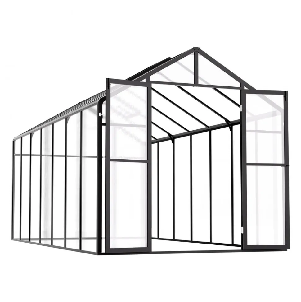 VEVOR Polycarbonate Greenhouse, 8 x 14 Ft, Outdoor Greenhouse with 2 Vent Windows, Pavilion Styled Greenhouse with Hinged Door, Aluminum Large Walk-in Greenhouse Kit for Outside Garden Backyard