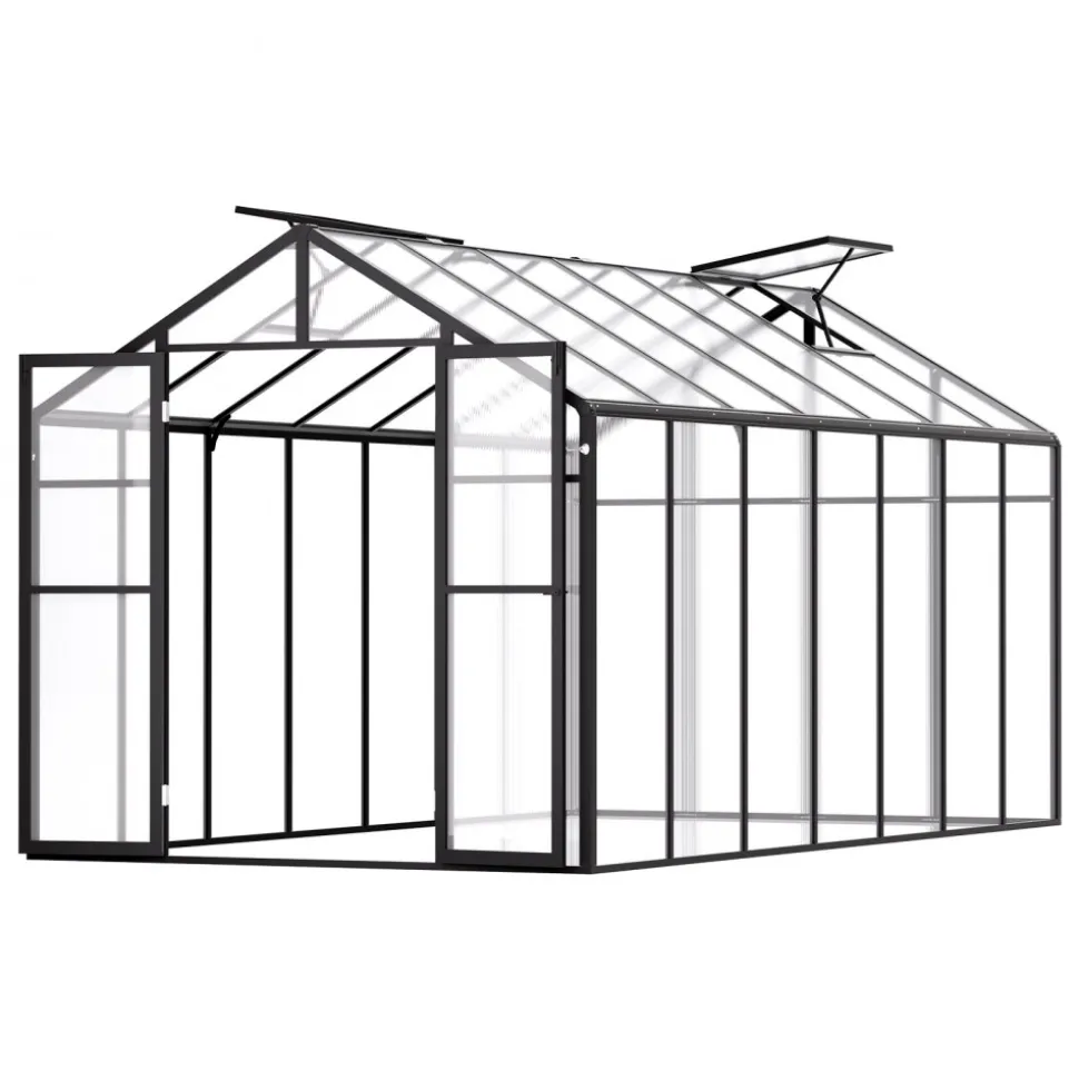 VEVOR Polycarbonate Greenhouse, 8 x 14 Ft, Outdoor Greenhouse with 2 Vent Windows, Pavilion Styled Greenhouse with Hinged Door, Aluminum Large Walk-in Greenhouse Kit for Outside Garden Backyard
