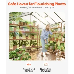 VEVOR Polycarbonate Greenhouse, 8 x 14 Ft, Outdoor Greenhouse with 2 Vent Windows, Pavilion Styled Greenhouse with Hinged Door, Aluminum Large Walk-in Greenhouse Kit for Outside Garden Backyard