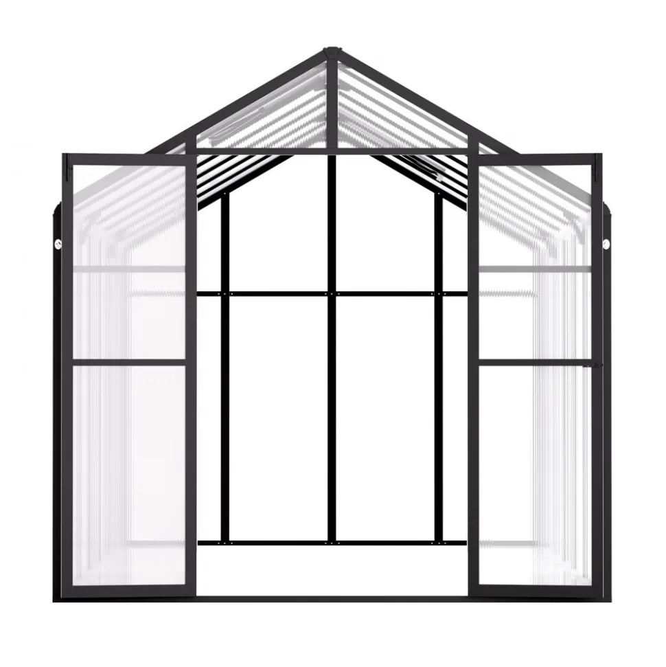 VEVOR Polycarbonate Greenhouse, 8 x 14 Ft, Outdoor Greenhouse with 2 Vent Windows, Pavilion Styled Greenhouse with Hinged Door, Aluminum Large Walk-in Greenhouse Kit for Outside Garden Backyard