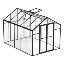 VEVOR Polycarbonate Greenhouse, 8 x 10 Ft, Outdoor Greenhouse with 2 Vent Windows, Pavilion Styled Greenhouse with Hinged Door, Aluminum Large Walk-in Greenhouse Kit for Outside Garden Backyard
