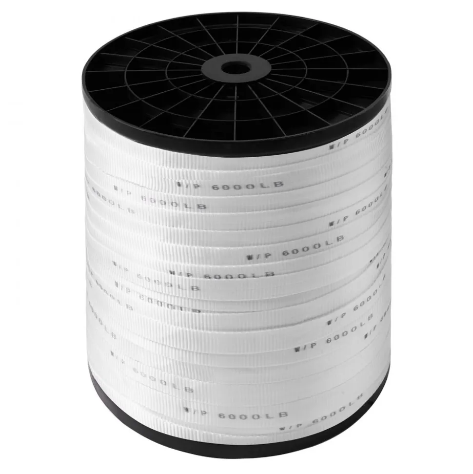 VEVOR Polyester Pull Tape, 1" x 2103' Mule Tape Flat Rope, 6000 lbf Tensile Capacity, Printed Webbing Cable Pulling Tape for Packaging, Gardening, Commercial Electrical, Conduit Work, White